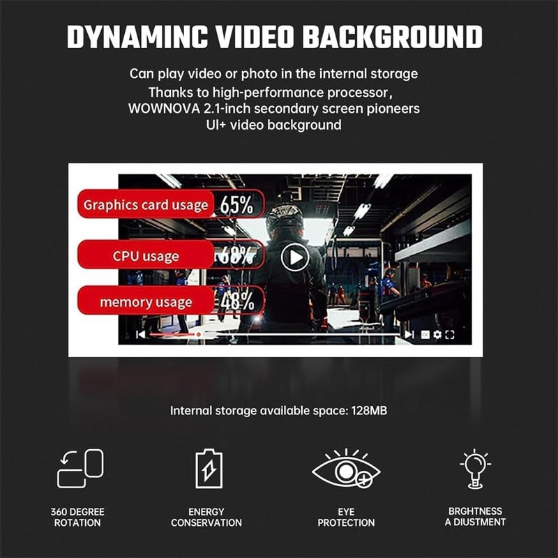 2.1" AIO Computer Temp Monitor, CPU Cooler LCD Display Kit, Upgrade for Water Cooling Systems, PC Sensor Panel, ARGB Case, Prebuilt Gaming PC Accessories (Black) - Image 5