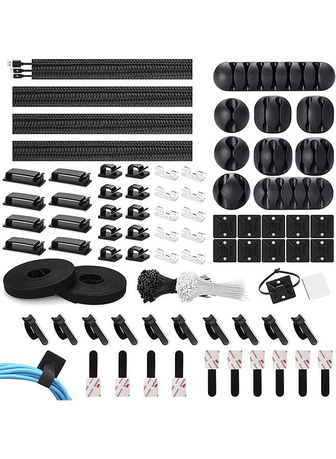 Arabest 273 Pcs Cable Management Organizer Kit, Cable Organizer for Home and Office. Useful for Power Cord, Desktop Cable Clips Bundle, USB Cable, TV Cable, PC, Home Office Cord Holder for Desk etc - Image 1
