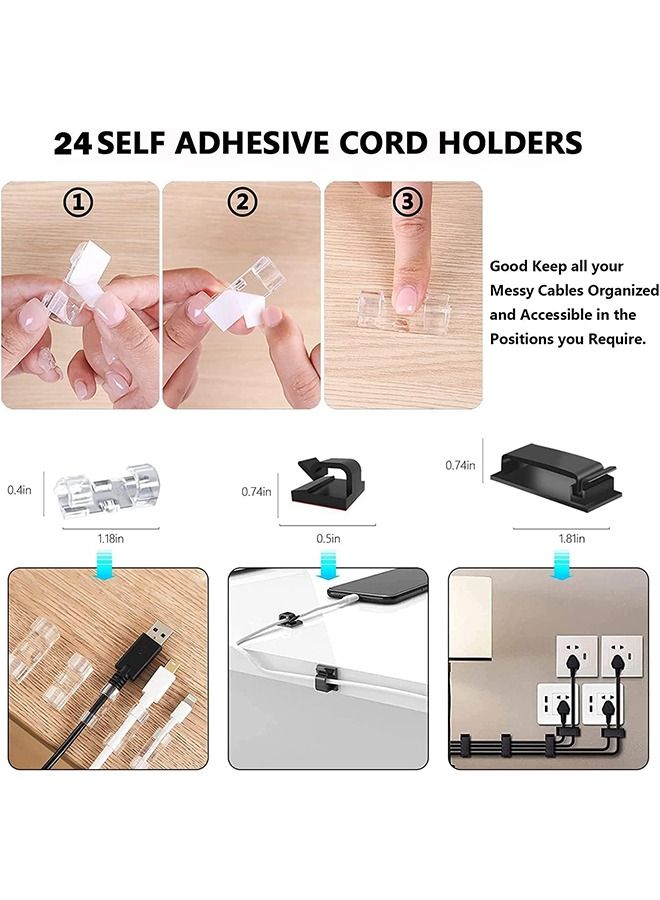 Arabest 273 Pcs Cable Management Organizer Kit, Cable Organizer for Home and Office. Useful for Power Cord, Desktop Cable Clips Bundle, USB Cable, TV Cable, PC, Home Office Cord Holder for Desk etc - Image 5