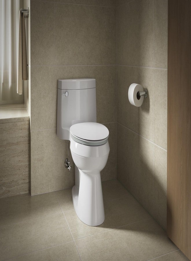 كوهلر مقعد مرحاض KOHLER 57777-GCF-0 Cymbal ReadyLatch Quiet-Close Soft Close، ممدود، مصنوع من مادة CoreFlex المرنة، سطح مقعد مرحاض أعرض، من Home Essentials، أبيض مع مركز رمادي ثلجي - Image 2