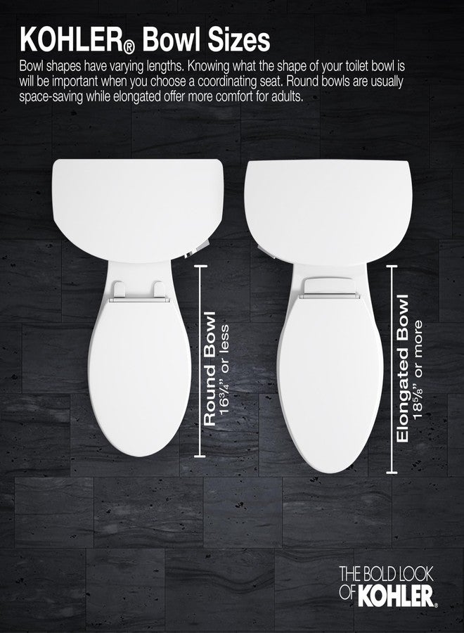 كوهلر مقعد مرحاض KOHLER 57777-GCF-0 Cymbal ReadyLatch Quiet-Close Soft Close، ممدود، مصنوع من مادة CoreFlex المرنة، سطح مقعد مرحاض أعرض، من Home Essentials، أبيض مع مركز رمادي ثلجي - Image 5
