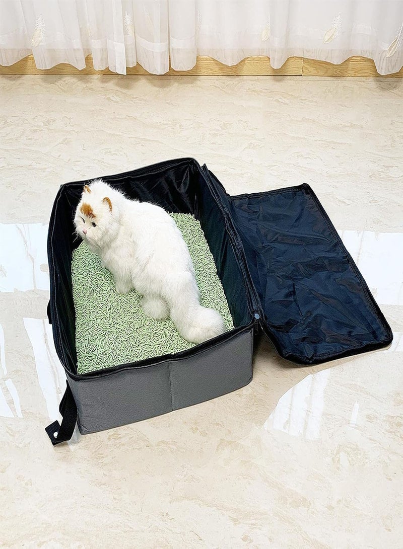 GGOOT Travel Cat Litter Box - Collapsible Cat Litter Carrier with Lid,Cat Travel Accessories Leak-proof Litter Box for Travel and Drive with Cats and Kitties - Image 2