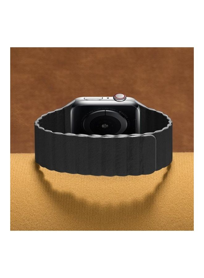 NIBEMINENT Two Loop Magnetic Replacement Strap Watchband For Apple Watch Series 1/2/3/4/5/6/7/SE 38-40-41mm Black  - Image 3