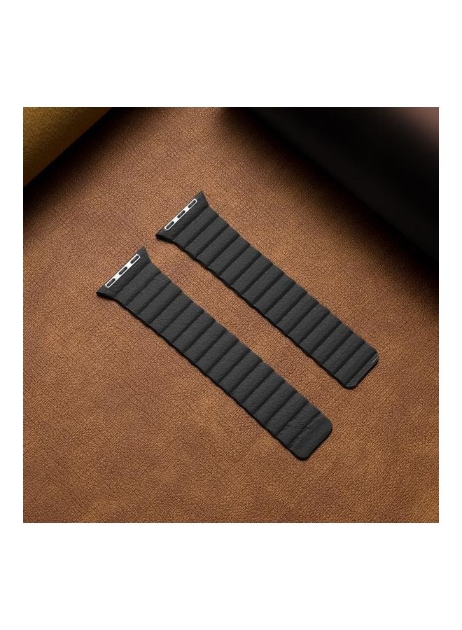 NIBEMINENT Two Loop Magnetic Replacement Strap Watchband For Apple Watch Series 1/2/3/4/5/6/7/SE 38-40-41mm Black  - Image 2