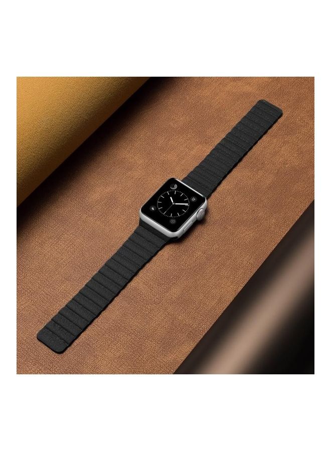 NIBEMINENT Two Loop Magnetic Replacement Strap Watchband For Apple Watch Series 1/2/3/4/5/6/7/SE 38-40-41mm Black  - Image 4