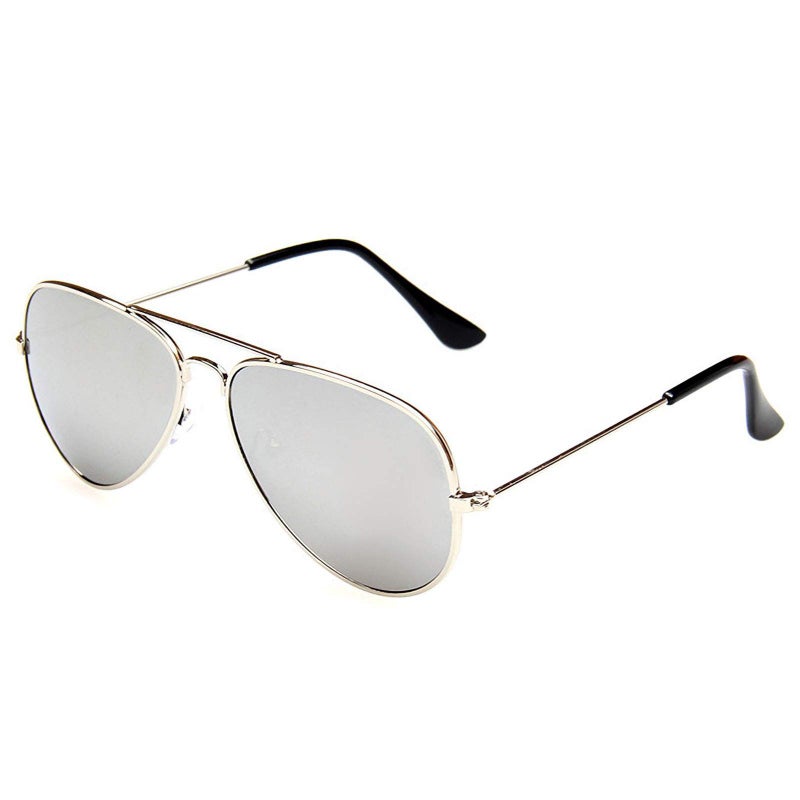 Wodison Classic Kids Sunglasses for Boys Girls Children sunglasses Reflective Metal Frame Silver Frame Silver Lens - Image 1