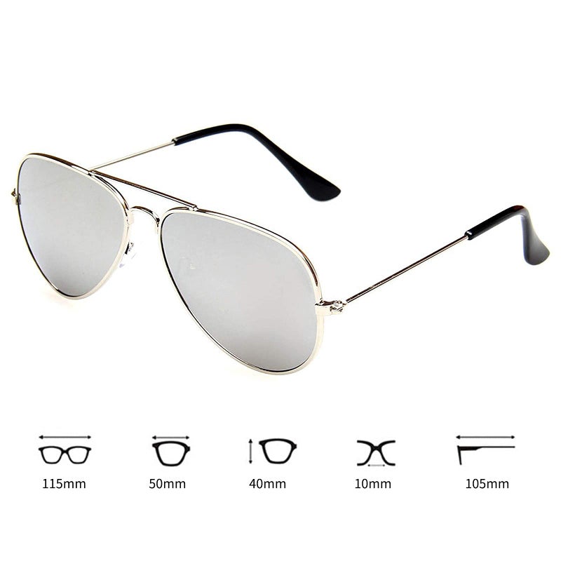 Wodison Classic Kids Sunglasses for Boys Girls Children sunglasses Reflective Metal Frame Silver Frame Silver Lens - Image 3