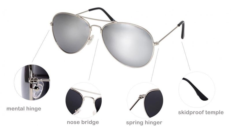 Wodison Classic Kids Sunglasses for Boys Girls Children sunglasses Reflective Metal Frame Silver Frame Silver Lens - Image 4