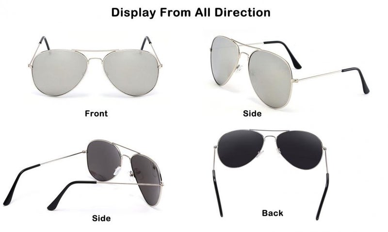 Wodison Classic Kids Sunglasses for Boys Girls Children sunglasses Reflective Metal Frame Silver Frame Silver Lens - Image 5