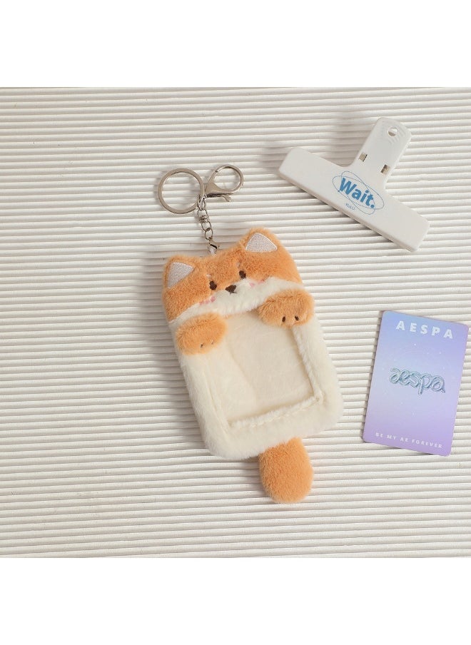 NIBEMINENT 1 - Piece Transparent Cartoon Plush Kpop Photo Card Holder Pendant Key Chain ID Badge Holder ID Card Holder Photo Card Protector for School ID Office ID Access Card for Women Girls  - Image 1