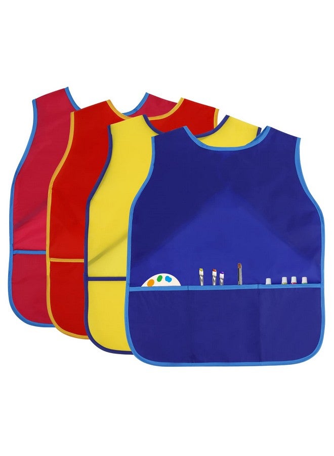 BAHABY 4 Pieces Kids Art Smock Kids Apron Waterproof Painting Aprons With Pockets Art Smocks For Kids 38 Years 4 Colors - Image 2