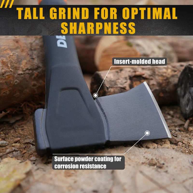 DESHIL X17 Wood Splitting Axe, 24â€ Camping Outdoor Hatchet for Wood Splitting and Kindling, Forged Carbon Steel Heat Treated Hand Maul Tool, Nylon Hollow Handle Shock Reduction Handle - Image 4