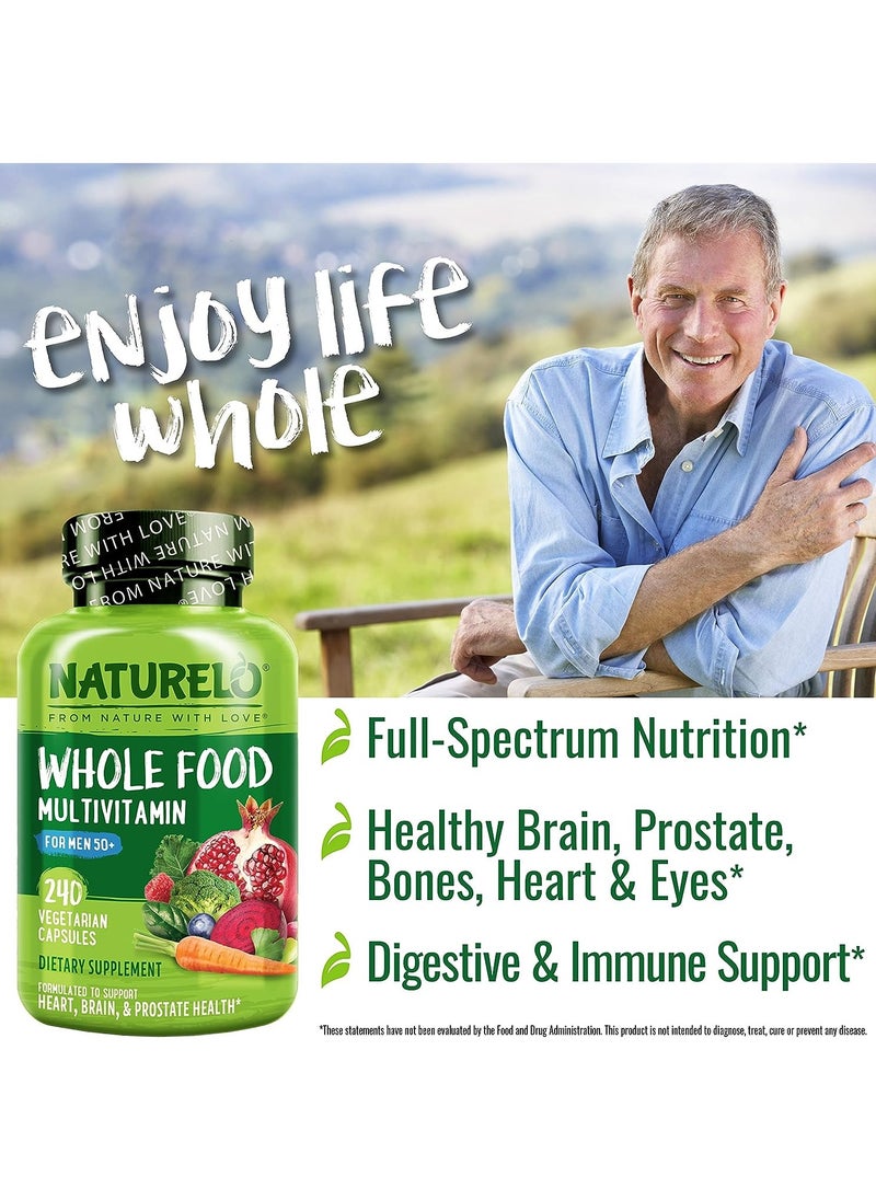 NATURELO - Whole Food Multivitamin For Men 50+ To Support Heart Brain And Prostate 240 Vegetarian Capsules - Image 1