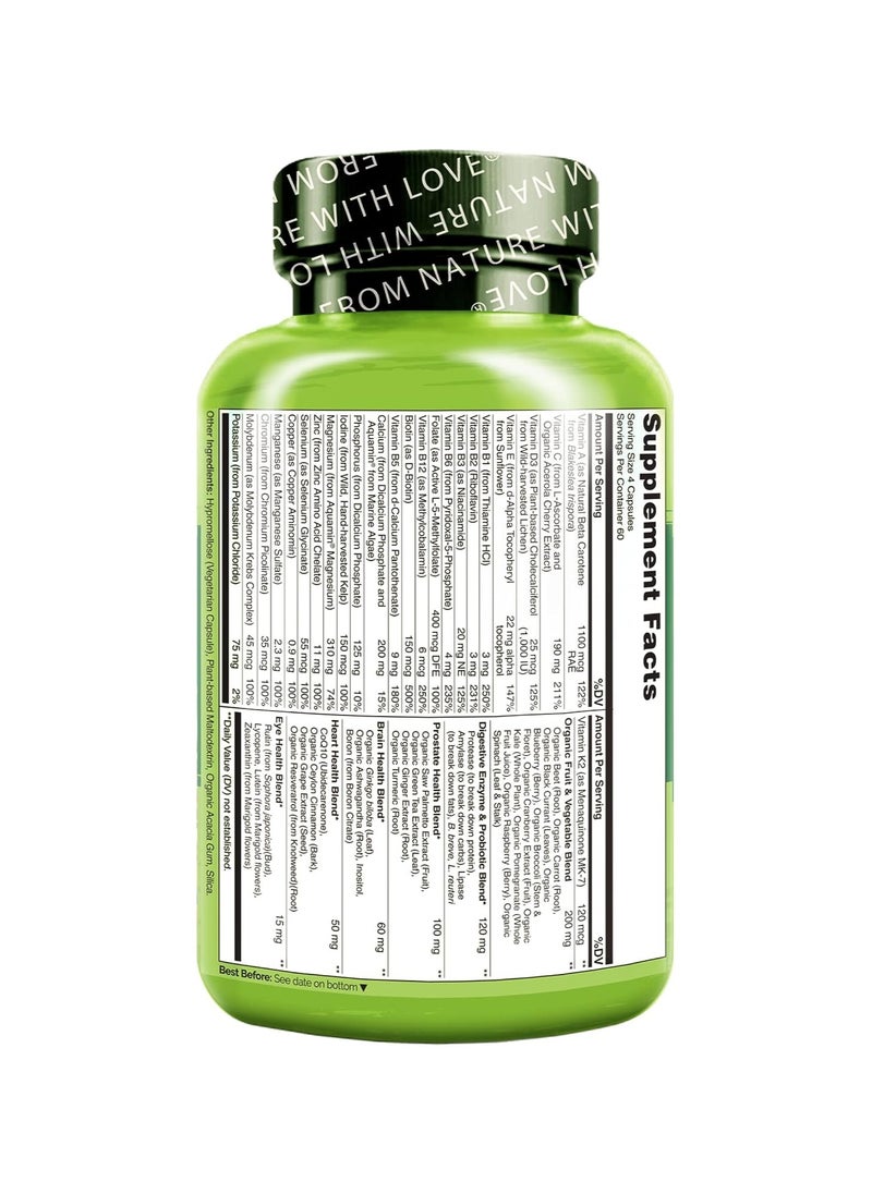 NATURELO - Whole Food Multivitamin For Men 50+ To Support Heart Brain And Prostate 240 Vegetarian Capsules - Image 1