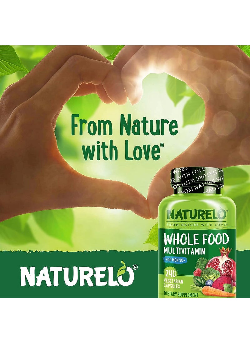 NATURELO - Whole Food Multivitamin For Men 50+ To Support Heart Brain And Prostate 240 Vegetarian Capsules - Image 1