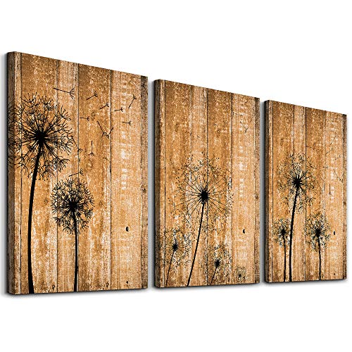 TTHYUEWS Wall Decoration For Bedroom Canvas Wall Art For Living Room Modern Bathroom Kitchen Works Of Art Dandelion Flowers Pictures Abstract Painting Retro Canvas Art Office Home Decoration 12 X16 3 Piece - Image 1