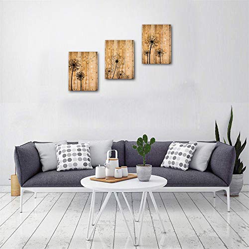 TTHYUEWS Wall Decoration For Bedroom Canvas Wall Art For Living Room Modern Bathroom Kitchen Works Of Art Dandelion Flowers Pictures Abstract Painting Retro Canvas Art Office Home Decoration 12 X16 3 Piece - Image 3
