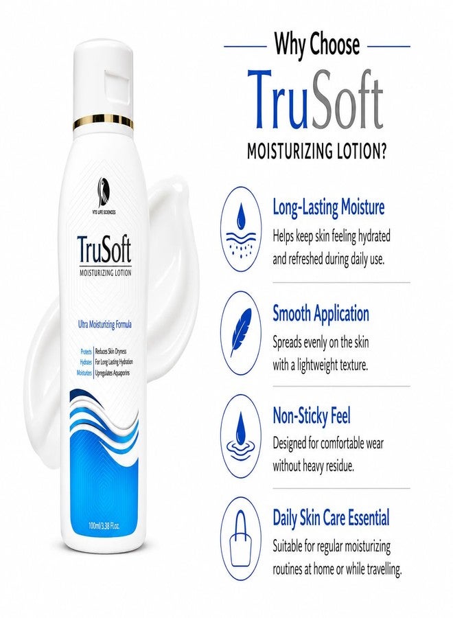 New_TruSoft Moisturizing Lotion for Dry & Sensitive Skin | Ultra Moisturizing Daily Body Lotion with Long Lasting Hydration | Non-Greasy Skin Care Formula | 100ml - Image 3