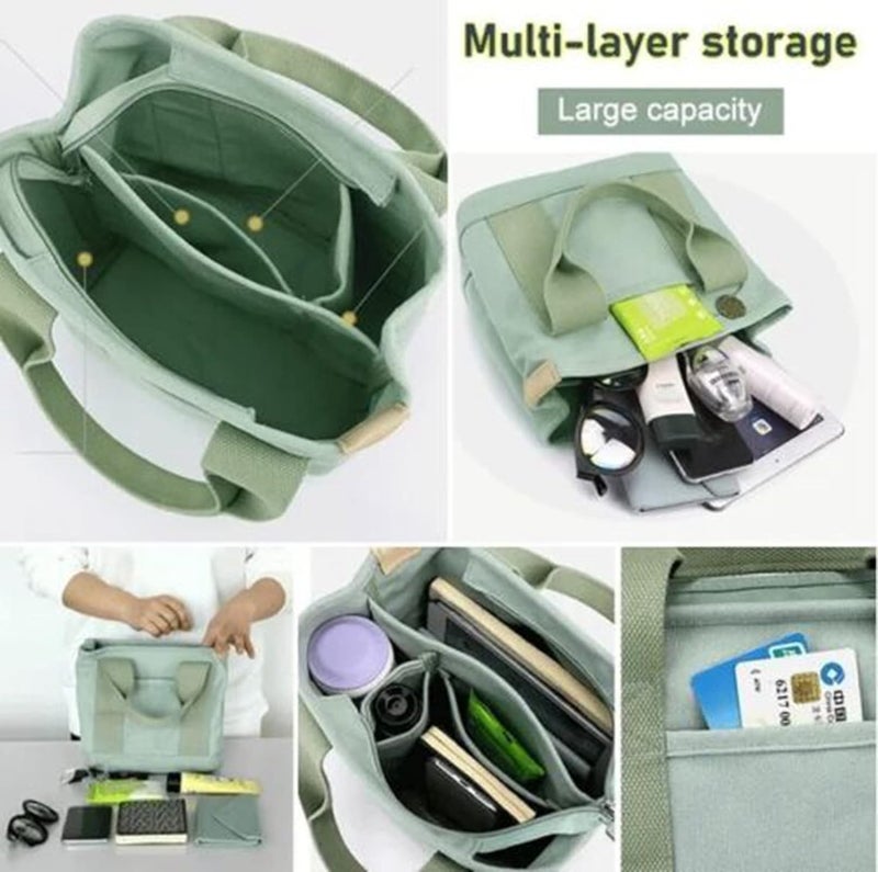 cheekyglo Large Capacity Multi-Pocket Handbag, Canvas Tote Bags Travel Bags Handbags With Zipper And Pockets for Women - Image 5