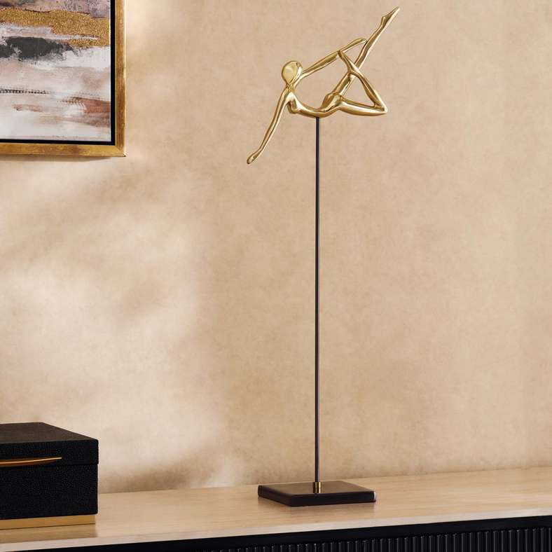 Pan Home Gold Metal Human Sculpture Decor for Home