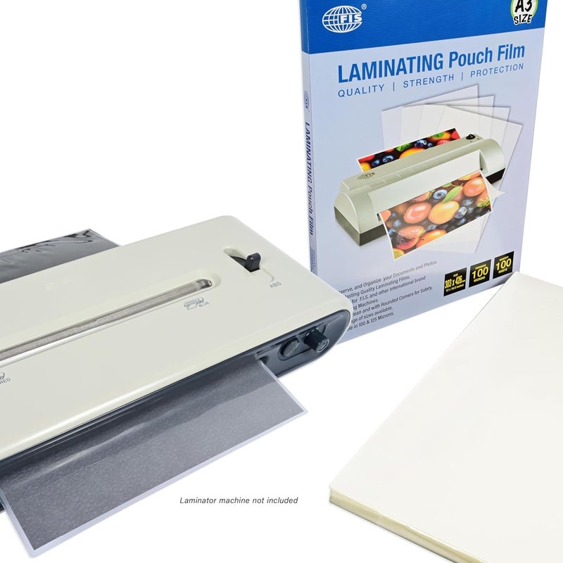 FIS ® Laminating Pouch Film, Size 303x426mm, 100 Micron Thickness, 100 Sheets, Rounded Corners, Suitable Up to A3 Documents-FSLM303426-100 - Image 4