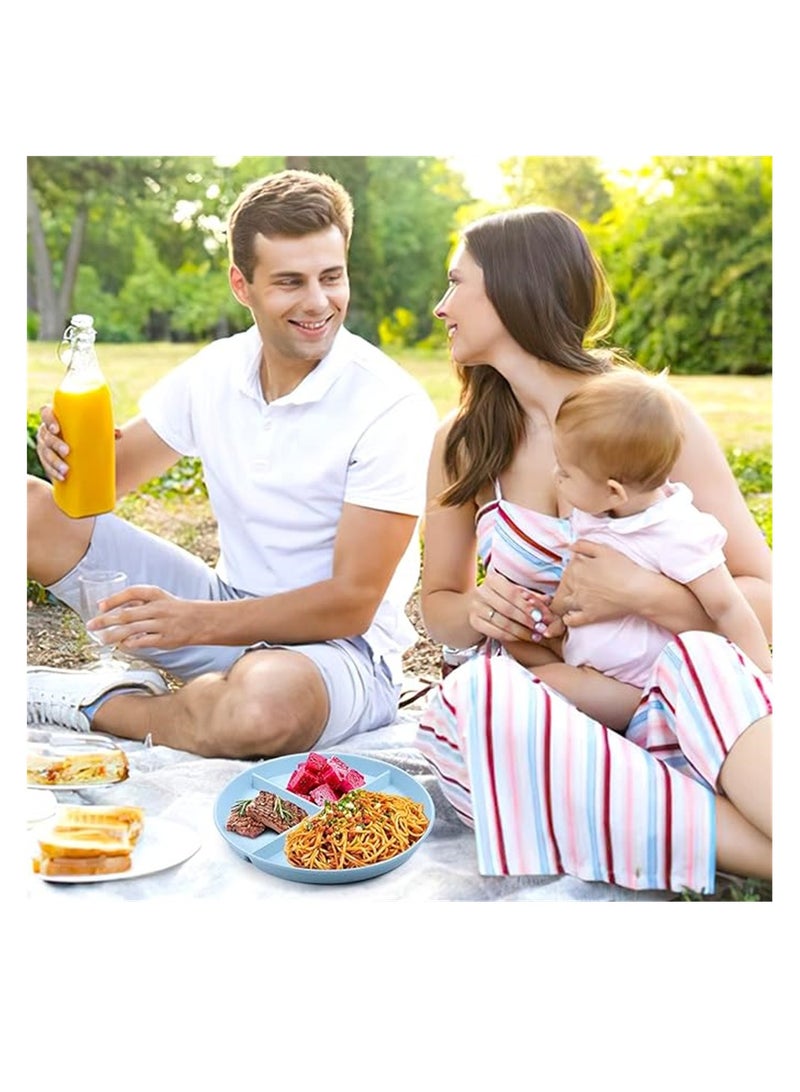 Zikra Wheat Straw Meal Plate 4Pcs Divided Dinner Plates 9 inch Unbreakable Portion Control Divided Diet Plates Reusable Picnic Plates Microwave and Dishwasher Safe Dishes for Adult Kids - Image 4