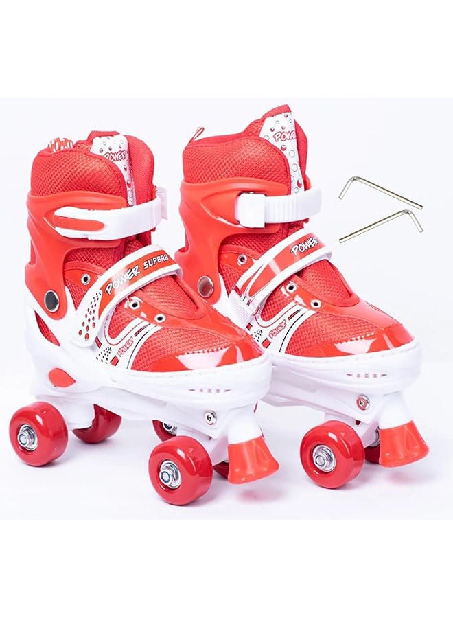 POWER Adjustable Roller Skate Shoes 2-Rows 4-Wheels Size 31-34 - Image 1