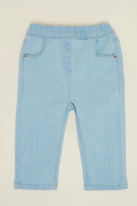 R&B Washed Jeggings with Elastic Waist