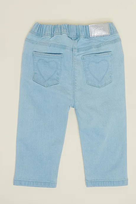 R&B Washed Jeggings with Elastic Waist