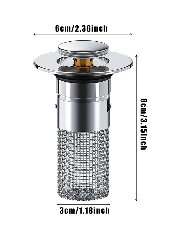 قطعتان من سدادة حوض الحمام، فلتر تصريف الحوض المنبثق مع سلة فلتر من الفولاذ المقاوم للصدأ قابلة للإزالة، لفوهة تصريف 1.1-1.3 بوصة - Image 2