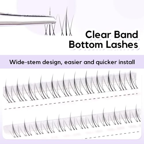 GAQQI Bottom Lash Clusters Natural Bottom Lashes Clear Band, DIY Lash Extensions Lower Lashes, Soft & Comfortable Thin Band Bottom Eyelashes Wispy Daily Style 5mm+6mm 48pcs(B10) - Image 3