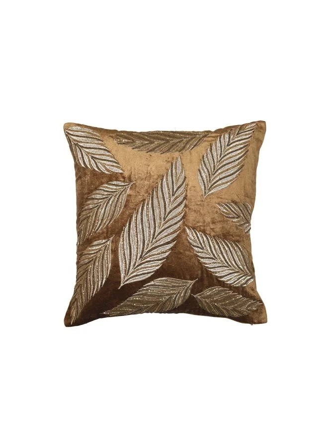 DANUBE HOME Pearl Orchid Leaf Cushion Cover Dk Gold 45x45 CM