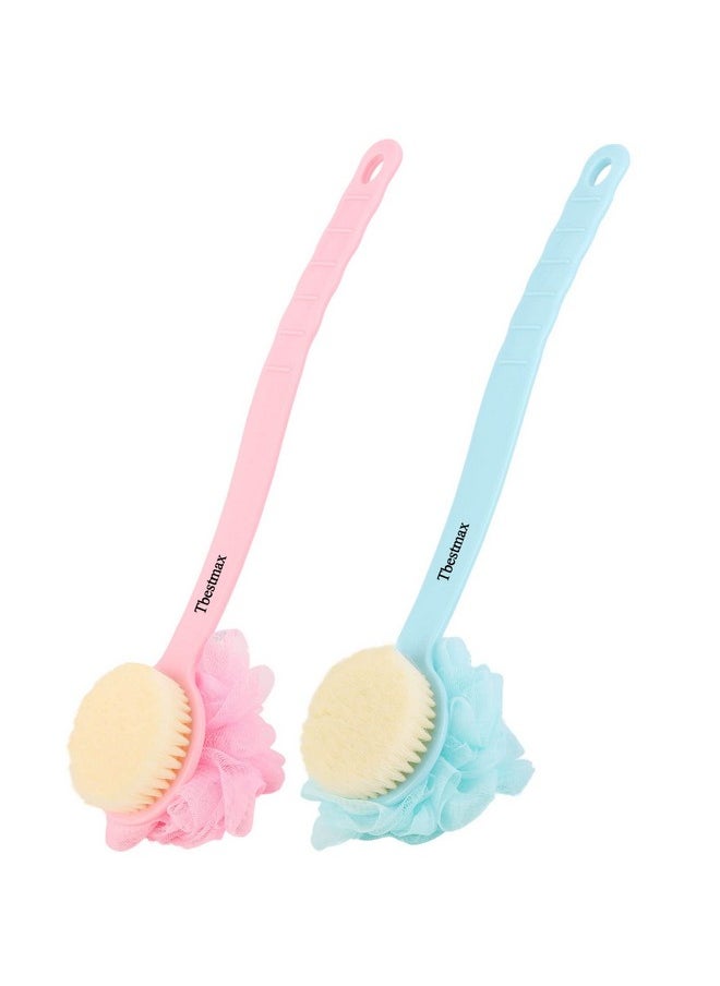 Tbestmax Loofah Back Scrubber Long Handle Shower Body Brush With Soft Mesh Sponge For Women Skin Exfoliating Bath Massage  - Image 1