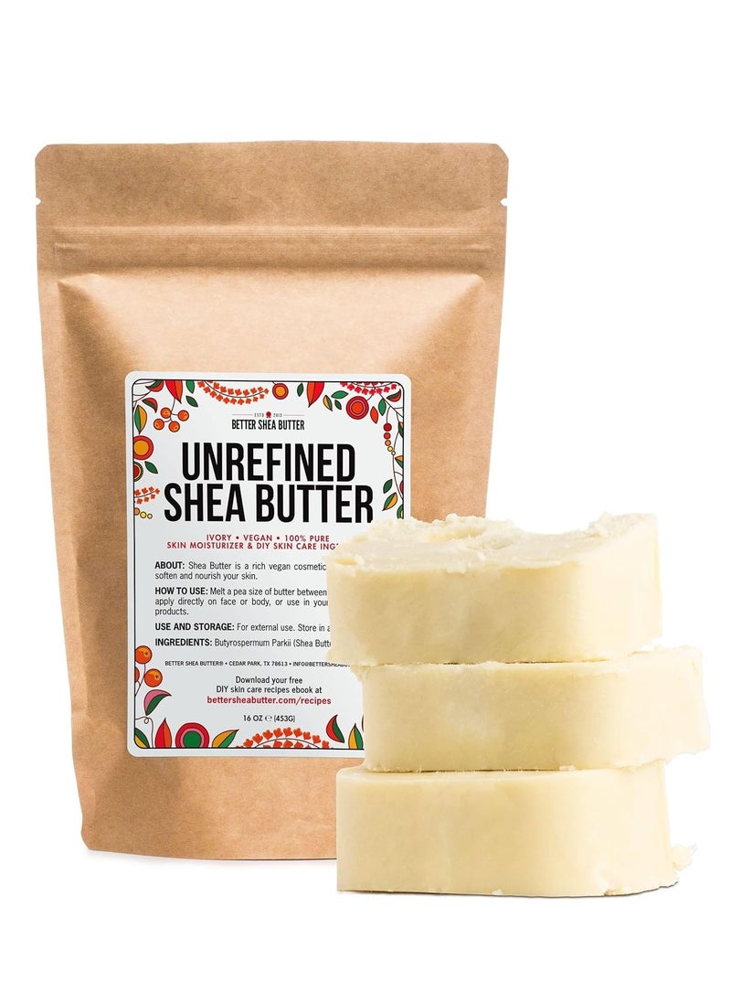 Better Shea Butter - Raw Shea Butter - 100% Pure Shea Butter for Hair and Body | Unrefined Shea Butter to Make Lotion for Extremely Dry Skin, DIY Lip Balm, Body Butter and Shea Butter Soap | Natural Moisturizerc - Image 1