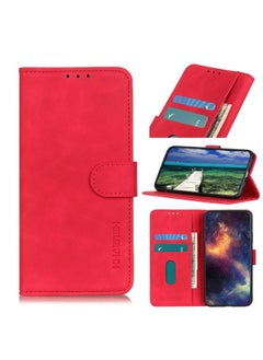 HuHa Case Cover For Xiaomi Poco M3 Pro 4G / Poco M3 Pro 5G / Redmi Note 10 5G KHAZNEH Retro Texture PU + TPU Horizontal Flip Leather Case with Holder & Card Slots & Wallet Red 