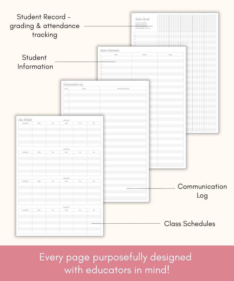 Lamare Teacher Planner 2025-2026 Academic Year – Undated Planner & Lesson Planner Book for Teachers with Class Schedule, Student Info & Weekly Planning - Image 3