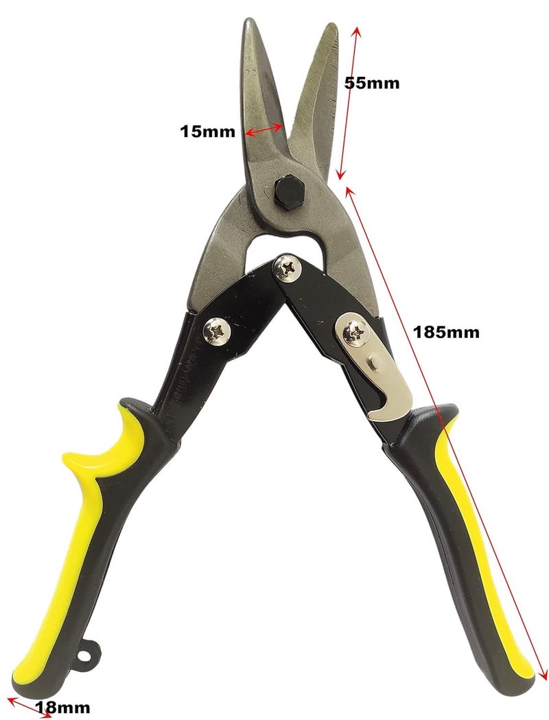 PILERMAN Supreme quality Sheet Metal Hand Steel Cutting Tin Snips Scissors Cutters Snippers 1 PIECE YELLOW BLACK - Image 2