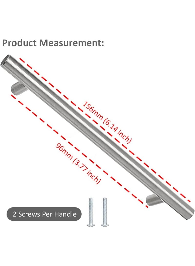 Rubik 5 Pack Door Pull Handles, 156mm Length, 96mm Hole Centers, Stainless Steel Bar Handles for Furniture, Kitchen Cabinet, Cupboard Drawer - Silver - Image 2