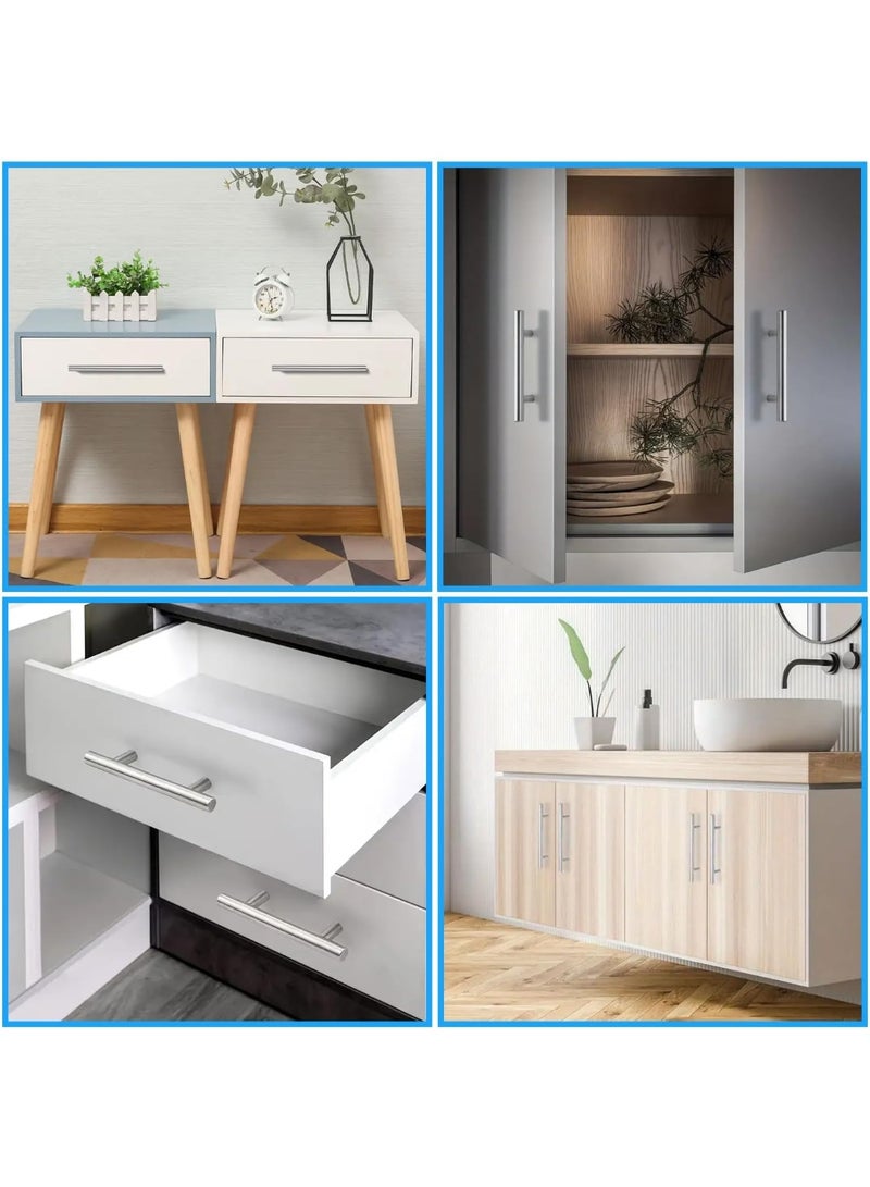 Rubik 5 Pack Door Pull Handles, 156mm Length, 96mm Hole Centers, Stainless Steel Bar Handles for Furniture, Kitchen Cabinet, Cupboard Drawer - Silver - Image 3