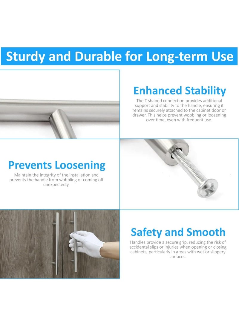 Rubik 5 Pack Door Pull Handles, 156mm Length, 96mm Hole Centers, Stainless Steel Bar Handles for Furniture, Kitchen Cabinet, Cupboard Drawer - Silver - Image 4