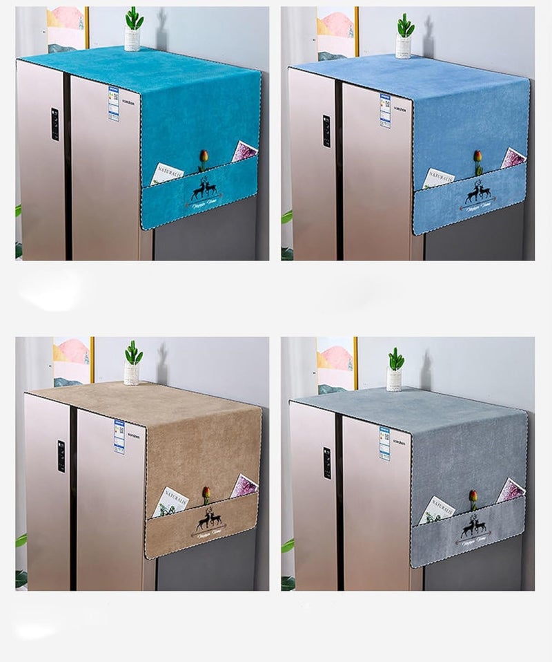 Kienlix Waterproof Refrigerator Dust Cover Multi-Function Fridge Dust Cover with Storage Bag Organizer Kitchen Fridge Accessories (Grey) - Image 4