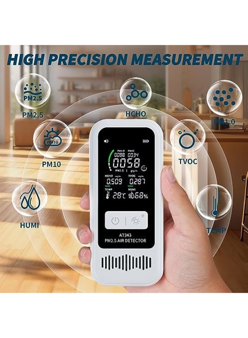 Luckam Air Quality Monitor Tester, Portable Air Quality Detector with LCD Digital Display, CO2, Formaldehyde,Temperature, Humidity Detector, PM2.5/1.0/10 HCHO TVOC Tester for Home Office, Car, Outdoor - Image 4