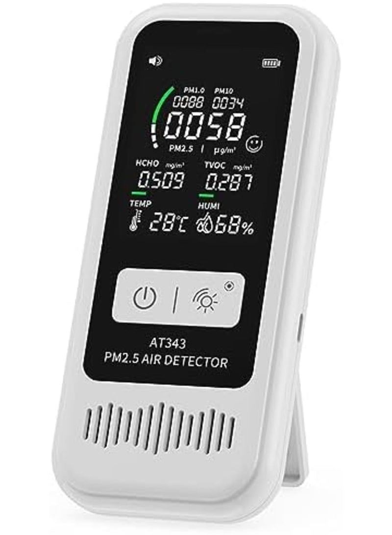 Luckam Air Quality Monitor Tester, Portable Air Quality Detector with LCD Digital Display, CO2, Formaldehyde,Temperature, Humidity Detector, PM2.5/1.0/10 HCHO TVOC Tester for Home Office, Car, Outdoor - Image 1