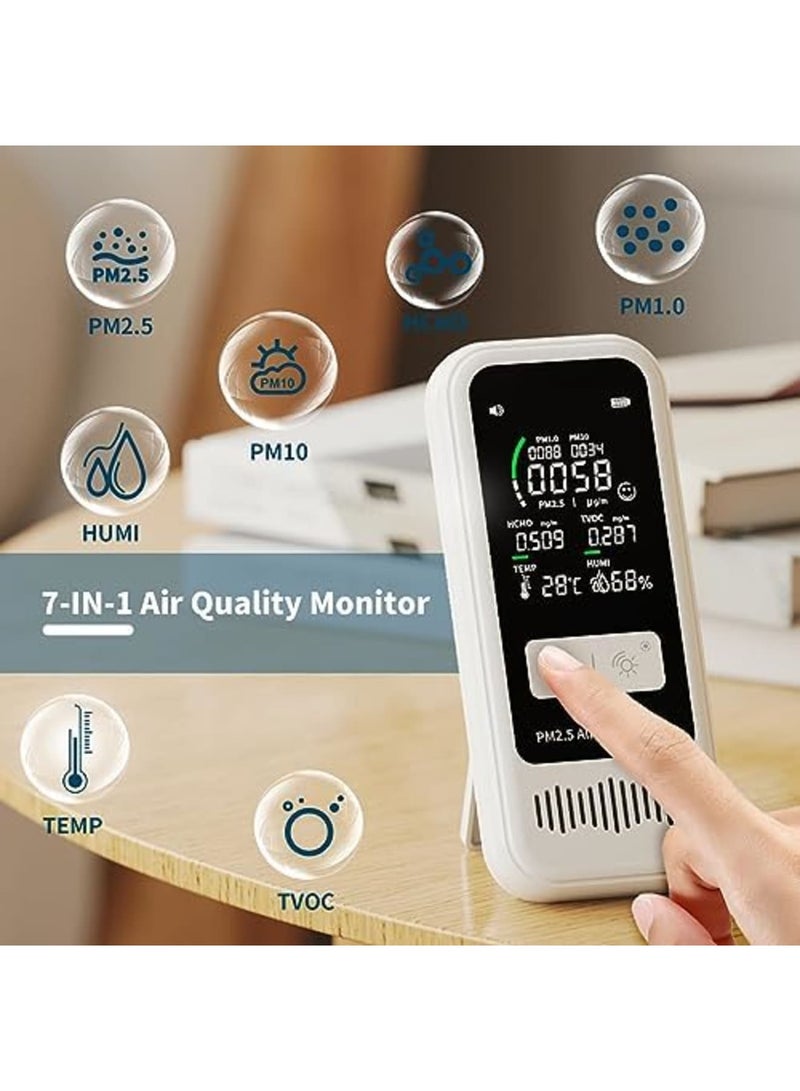 Luckam Air Quality Monitor Tester, Portable Air Quality Detector with LCD Digital Display, CO2, Formaldehyde,Temperature, Humidity Detector, PM2.5/1.0/10 HCHO TVOC Tester for Home Office, Car, Outdoor - Image 3