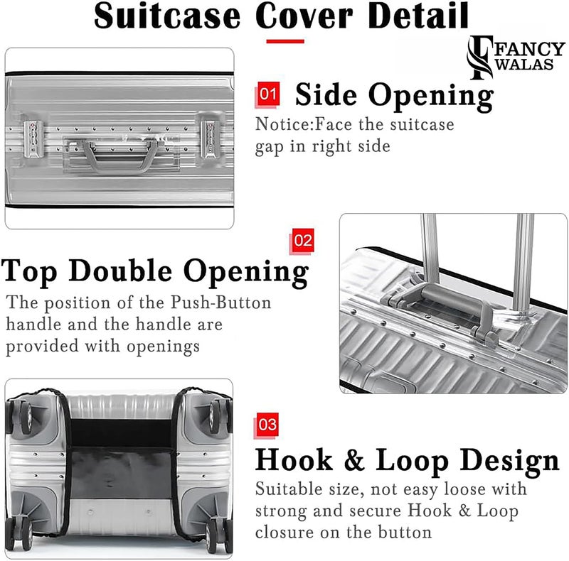 Fancy Walas 28 Inch Set of 1 Trolley Bag Cover/Suitcase Bag Cover/Waterproof Dustproof Luggage Cover/Zippered Clear PVC Suitcase Covers Protectors (28 Inch Set of 1) - Image 3