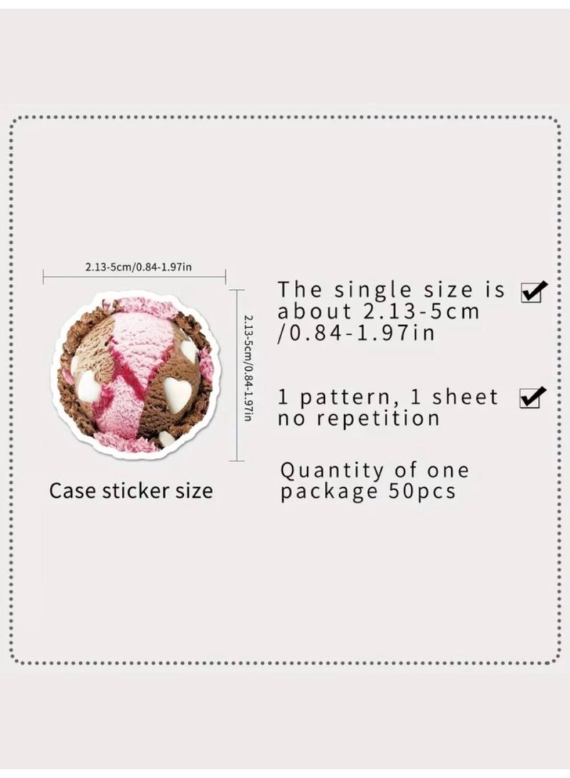 Aura Style 50-Piece Kawaii Dessert & Coquette Sticker Pack for Girls Pink and Brown Aesthetic Decals for Laptops and Planners - Image 4