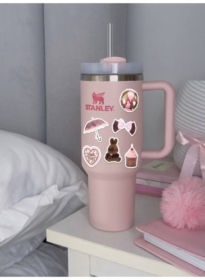 Aura Style 50-Piece Kawaii Dessert & Coquette Sticker Pack for Girls Pink and Brown Aesthetic Decals for Laptops and Planners - Image 5