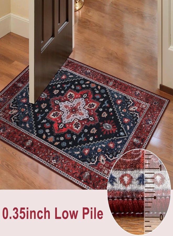 Ciicool Washable Vintage Area Rug, 2x3ft Small Boho Rug, Ultra Soft Rugs for Entryway, Non-Slip Entry Rugs Oriental Low-Pile Indoor Mat Floor Carpet for Entrance Bedroom Kitchen Bathroom Foyer Decor - Image 5