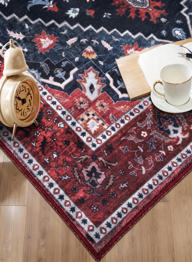 Ciicool Washable Vintage Area Rug, 2x3ft Small Boho Rug, Ultra Soft Rugs for Entryway, Non-Slip Entry Rugs Oriental Low-Pile Indoor Mat Floor Carpet for Entrance Bedroom Kitchen Bathroom Foyer Decor - Image 4