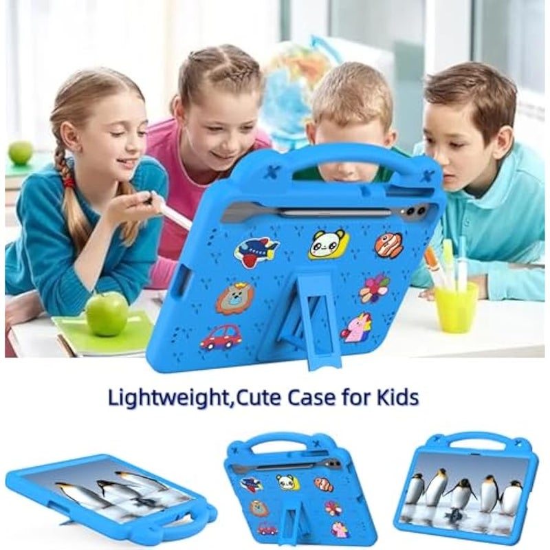 Kids Tablet Case with Handle and Stand Lightweight Shockproof Cute Cover Compatible with Samsung Galaxy S7 Plus/ S8+/S9 Plus/S9 FE+/S10+ 12.4 Blue - Image 2
